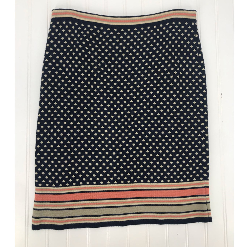 Sparrow Anthropologie Navy Dot Merino Wool Sweater Knit Pencil Skirt Size S